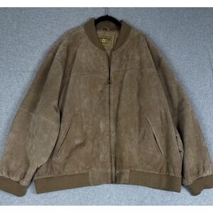 VTG Boston‎ Harbour Jacket Mens 3XL Brown Suede Leather Bomber Outdoor Zip Coat